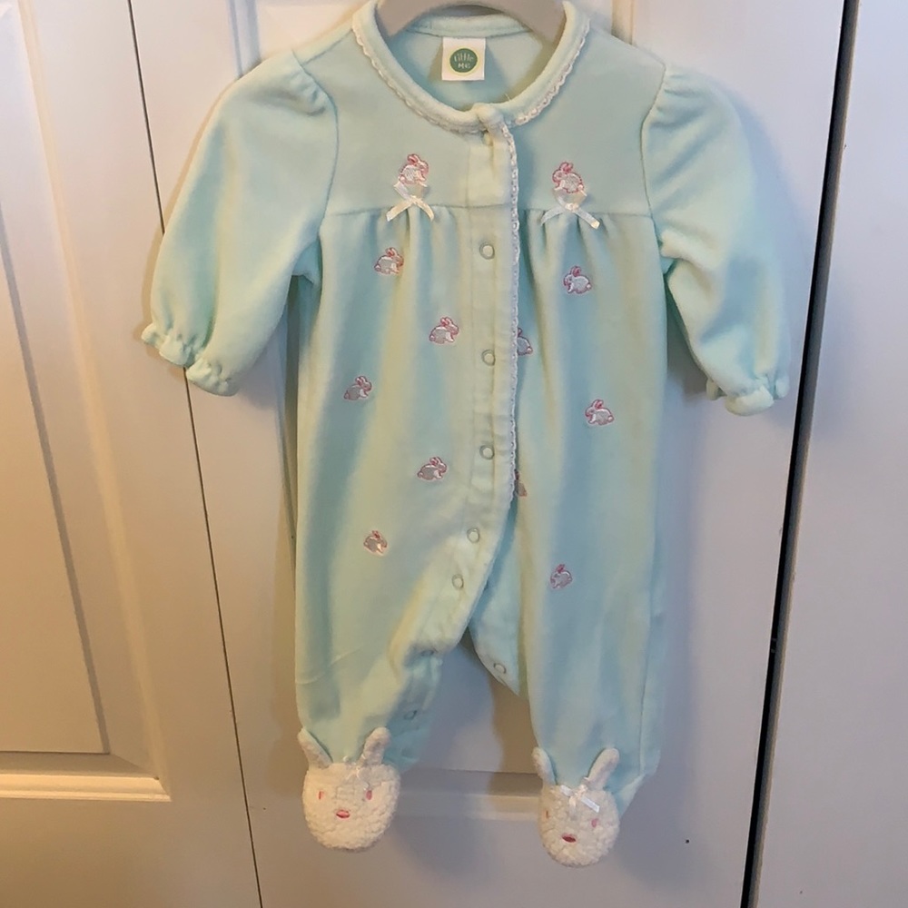Cozy Easter Velour bunny footie 3 months